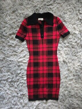 Love Always Red Plaid Bodycon Mini Dress